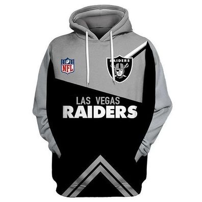 Fußball Herren 3D Sweatshirt Las Vegas Raiders Hoodie Kapuzenpullover Grau