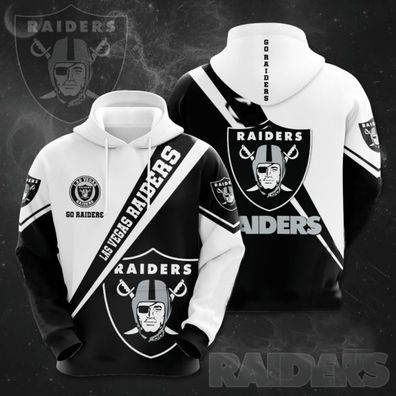Fußball Herren 3D Sweatshirt Las Vegas Raiders Hoodie Kapuzenpullover Weiß