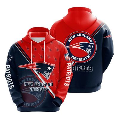 Fußball Herren 3D Sweatshirt New England Patriots Hoodie Kapuzenpullover Rot