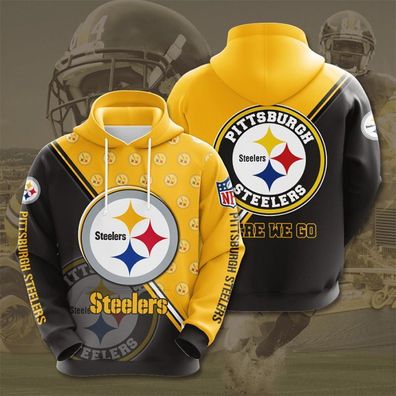 Fußball Herren 3D Sweatshirt Pittsburgh Steelers Hoodie Kapuzenpullover Gelb