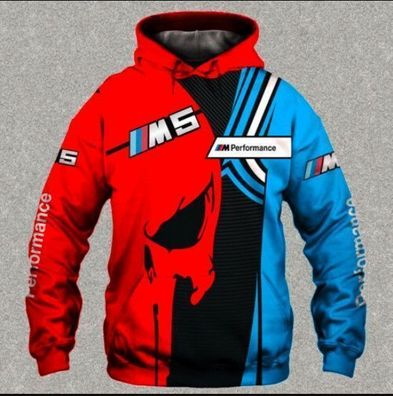 Herren 3D Sweatshirt Hoodie M5 Autorennen Kapuzenpullover Rot