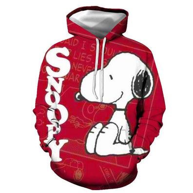 Neu Cartoon Snoopy Herren Sweatshirt 3D Drucke Hoodie Kapuzenpullover Rot