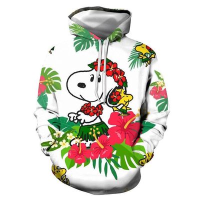 Neu Cartoon Snoopy Herren Sweatshirt 3D Drucke Hoodie Kapuzenpullover Weiß