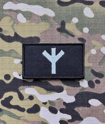 Patch Algiz Rune v.2 Schwarz Weiß Wikinger Aufnäher Morale Valhalla Odin Drakkar