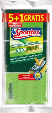 Spontex Reinigungsschwamm DUO Anti - Fett 5er + 1 GRATIS