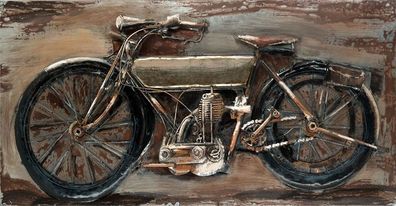 Handgefertigtes Metallbild Motorcycle Antique ca. 120x60 cm Bild 3D-Optik Wandbild