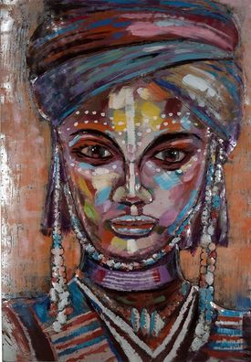 Handgefertigtes Metallbild Woman Modern Art II ca. 80x120 cm Bild 3D-Optik Wandbild