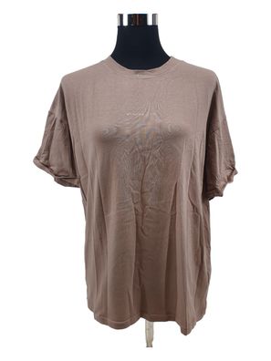 Lichi T-Shirt Größe M Coffee Printed Baumwoll Jersy Shirt Minimalism Damen