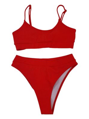 Shein Bikini Set Größe S Rot Oberteil & Hose gerippter Stoff