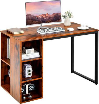 Schreibtisch mit 5 Fächern, Computertisch mit Metallrahmen, moderner Arbeitstisch