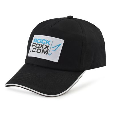 Basecap schwarz mit weißen Streifen Rockfoxx Unisex Cap einstellbar Mütze