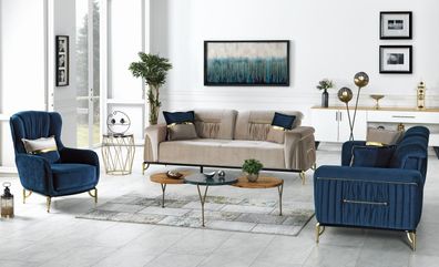 Designer Sofagarnitur 3 + 3 + 1 Sitzer Couch Polster Sitzgarnitur Set Neu
