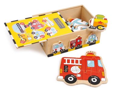 Fahrzeuge Puzzle Box 6 Puzzle in einer Box Motorik Kinder Spielzeug Feuerwehr