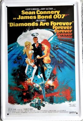 Top-Blechschild, 20 x 30 cm, James Bond, Sean Connery, Diamonds are ..., Neu, OVP