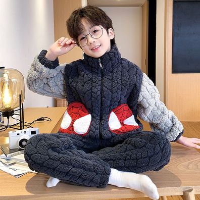 Jungen Winter Schlafanzug Spiderman Loungewear Fleece Nachtwäsche Pajamas Top + Hose