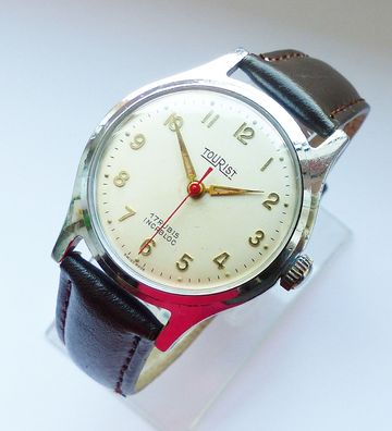 Schöne seltene Tourist Swiss Classic17Rubis Herren Vintage Armbanduhr