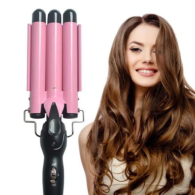 Lockenstab 3 Trommeln - Welleneisen für Haare Beach Waves Lockenstab 25 mm mit