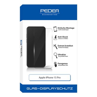 PEDEA Display-Schutzglas für Apple iPhone 15 Pro