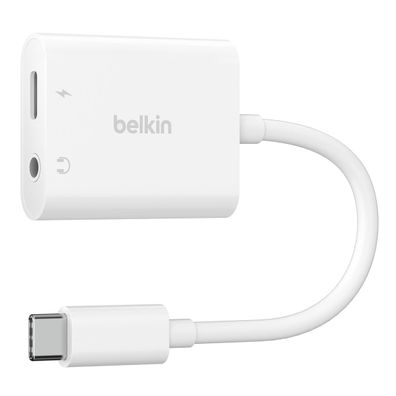 Belkin RockStar 3,5mm-Klinken-Audio- und USB-C-Ladeadapter wht