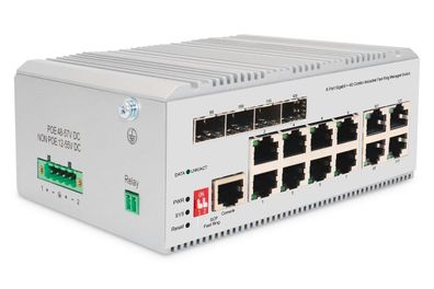 Digitus 8 Port Switch, Industrial, L2 managed, 4 SFP Uplink
