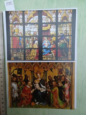 2 Grußkarten Maria mit dem Jesuskind Stephan Lochner Anbetung der Hirten Hlg 3 Könige