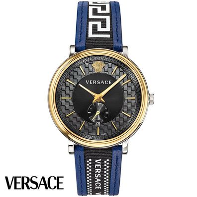 Versace VEBQ01419 V-Circle Greca Edition silber gold blau schwarz Herren Uhr NEU
