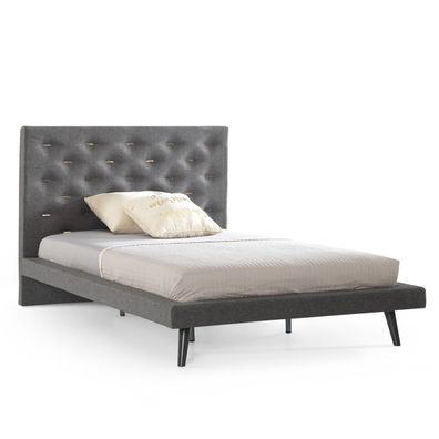 Bett Jugendbett Luna in grau gepolstert