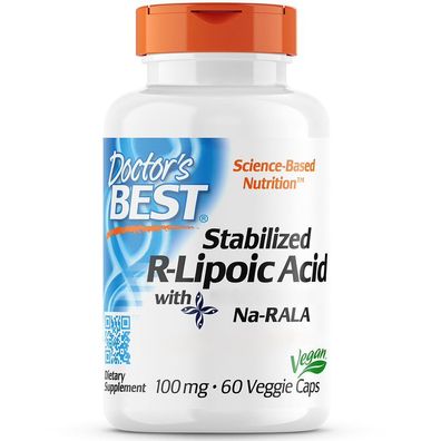 Doctor's Best, Stabilized R-Lipoic-Acid with BioEnhanced® Na-RALA, 100mg, 60 Veg. ...
