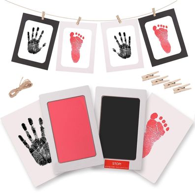 Baby Fuß- oder Hand-Abdruck Set, Stempelkissen, Druckkarten, mit