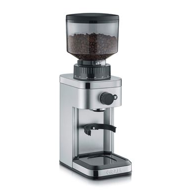 Graef elektrische Kaffeemühle silber CM500 Edelstahl Kegelmahlwerk 130 W