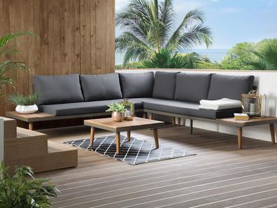 Designer Massivholz Lounge Cordoba Gartenmöbel Set Sitzgruppe braun grau Terrasse
