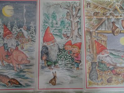 alte Herlitz Weihnachtsgrußkarten Zwerge Wichtel Eule Schwein Fuchs Tiere