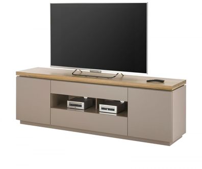 TV-Lowboard in grau lackiert Akazie massiv Flat TV Unterteil Soft-Close 173cm Palamos