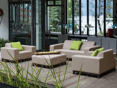 NEU Designer Lounge Rhodos Gartenmöbel Sofa Sitzgruppe beige Terrasse Wohnzimmer