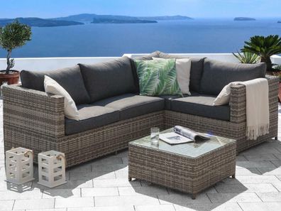 Rattan Gartenmöbel Lounge Amazonas Sitzgruppe Sitzgarnitur grau anthrazit Terrasse