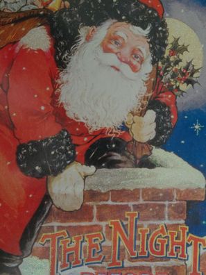 alte Weihnachtsgrußkarte USA Merry Christmas Santa slides down you chimney