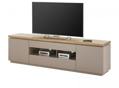 TV-Lowboard Flat TV Unterteil in grau lackiert Akazie massiv Soft-Close 200cm Palamos