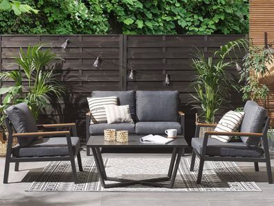 Aluminium Lounge Daytona Gartenmöbel Sitzgruppe Set schwarz grau Terrasse Balkon .