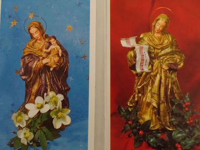 2 alte Grußkarten Madonna Mutter Gottes Maria mit Jesuskind Weihnachten Bentz Papier