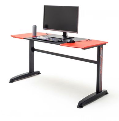 Gaming Desk Computer Gamer Tisch schwarz und rot 140cm original mcRacing Schreibtisch
