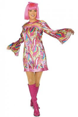 Kostüm Hippie Kleid pink bunt Hippiekleid Gr.34-38 Party Karneval Fasching
