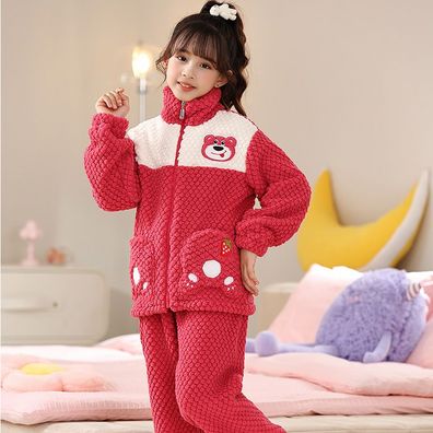 Kinder Fashion Pajamas 2er Set Lotso Spiderman Kuromi Nachthemd Stehkragen Top Hose