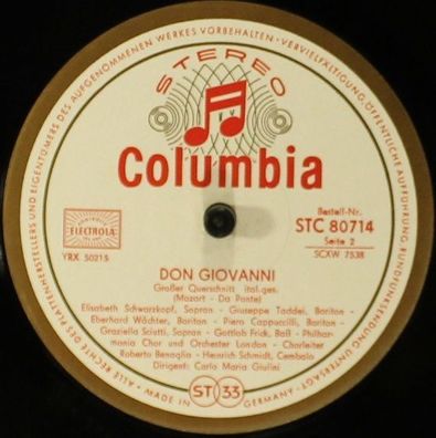 Columbia STC 80714 - Don Giovanni Großer Querschnitt Ital. Ges.