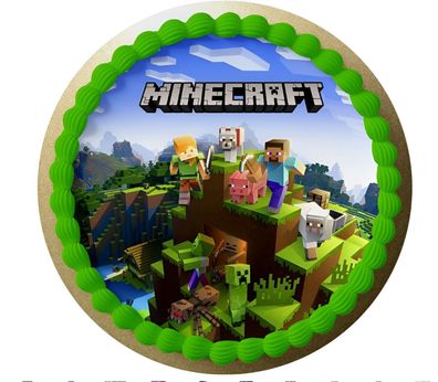 Minecraft Essbar Tortenaufleger Torte Tortenbild Zuckerbild + TEXT