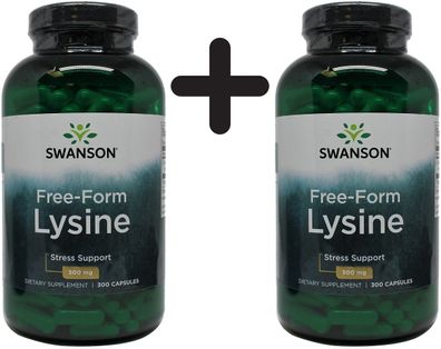 2 x L-Lysine, 500mg Free-Form - 300 caps