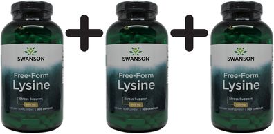 3 x L-Lysine, 500mg Free-Form - 300 caps