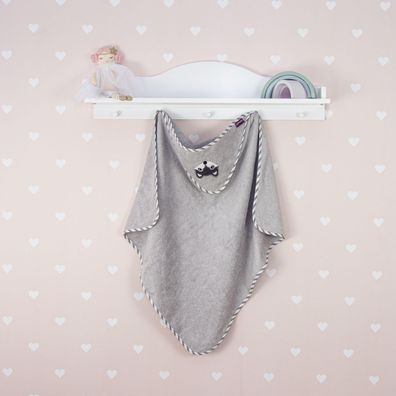 Puckdaddy Kapuzenhandtuch Foxi 103x106cm Baby-Handtuch mit Fuchs Motiv in weiß