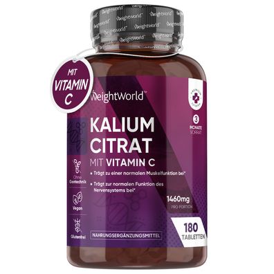 WeightWorld Kalium Tabletten - 1380mg Kaliumcitrat - Nervensystem & Blutdruck (EFSA)