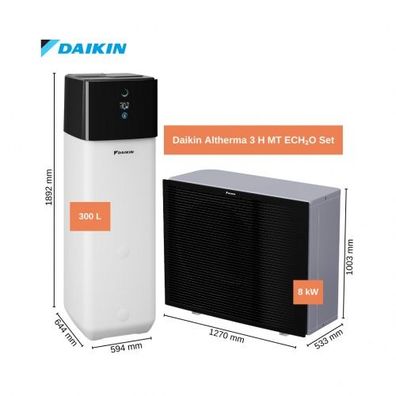 Daikin Altherma 3 H MT ECH?O Komplett-Set 8kW Wärmepumpe Hygienespeicher 300l