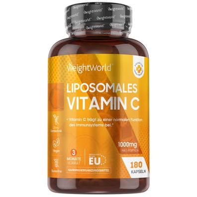 Liposomales Vitamin C - 180 vegane Kapseln - Mit 1000mg reinem Vitamin am Tag